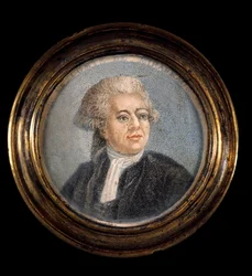 Ranskan vallankumous: "" Honore Gabrielin (Honore-Gabriel) Riquetin, Mirabeaun kreivin (1749-1791) muotokuva kolmannen valtion asussa"" Nimetön miniatyyrimaalaus 1700-luvulta.