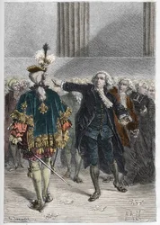 Ranskan vallankumous - yleisvaltioiden kokous 23.6.1789: Honore Gabriel (Honore-Gabriel) Riqueti, Mirabeaun kreivi (1749-1791) puhui Henri Evrardille (Henri-Evrard), Dreux Brezen markiisille (Dreux-Breze) (1762-1829) - Yleiset osavaltiot Versaillesissa