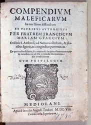 Guazzon Compendium maleficarumin etukappale demonologiasta ja noituudesta (kaiverrus