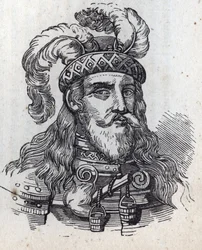 Galeazzo Viscontin mukaan - Galeas II Viscontin muotokuva - Galeazzo II Visconti - 1320-1378 -kaiverrus -