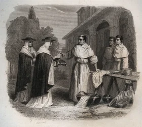 Giovanni da Fidanza, joka tunnetaan nimellä Bonaventure (noin 1217-1274) (San Bonaventura), sai kardinaalin hatun. Kaiverrus vuodelta 1846 kirjassa "Pyhien elämää". Yksityinen kokoelma.