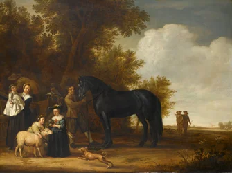 Ryhmämuotokuva maisemassa, noin 1638-1640 (öljy paneelille)