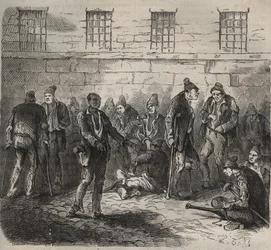 Heikot joukot Toulon Bagnessa 1800-luvulla. Pierre Zacconen (1817-1895) (1817-1895) (Colonia Penale - Penal Colony) kaiverrus kirjaan ”Vangoitujen historia heidän luomisestaan ​​nykypäivään” (1877). Yksityinen kokoelma.