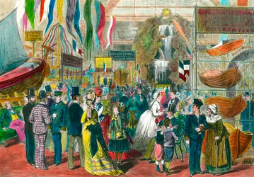 Kansainvälinen merenkulkunäyttely Pariisissa. 1800-luvun kaiverrus.