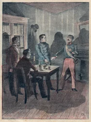 Boriesin Le jure (Vala) - kaiverrus Jules Beaujointin "La Rochellen neljä kersanttia" -kirjoitukseen - noin 1900