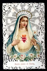 Mater dolorosa Pyhä sydän. Hurska kuva. Kromolitografiassa on decoupage ja dentage. Debyytti 1900-luvun yksityinen kokoelma