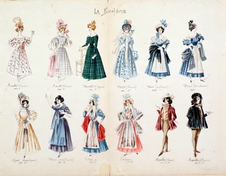 Musette, Marcello, Mimi, hahmoja Puccinin oopperasta "La bohème"