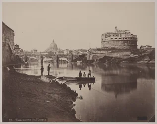 Panoraama Tiberin rannalta, noin 1865 (valokuva lasinegatiivista)