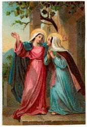 Hurskas kuva: Marian vierailu Elisabetille (kromolitografia)
