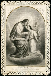 Hurskas kuva: Jeesus vastaanottaa uskollisten sielut (kaiverrus)