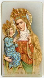 Hurskas kuva: Saint Anne de Beaupre, Quebecin suojeluspyhimys (kromolitografia)