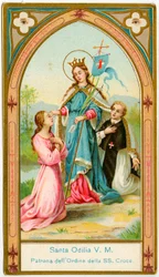 Hurskas kuva: St Odile of Alsace, Pyhän Ristin ritarikunnan kanonien suojelija (kromolitografia)