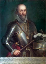 Alvaro de Bazan y Guzmanin muotokuva, Santa Cruzin ensimmäinen markiisi (1526-1588), espanjalainen amiraali ja navigaattori. Anonyymi maalaus, öljy kankaalle.