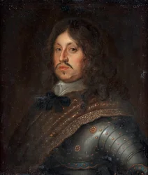 ""Muotokuva Charles X Gustave (1622 -1660), roi de Suede"" (Ruotsin kuninkaan Kaarle X Kustaa (1622-1660) muotokuva) Anonyymi evä 17eme siecle Öljy kankaalle Koko 71,5x62,5 cm Yksityiskokoelma