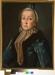 Muotokuva kreivitär Anna Danilova Trubetskajasta (1710-1780), s. Drutskaja Sokolinskaja - Anonyymi maalaus, öljy kankaalle (60x46,5 cm), 1700-luvun toinen puoli - (kreivitär Anna Danilovna Trubetskajan muotokuva, syntynyt Drutskaja-Sokolinskaja, Oil Sokoli