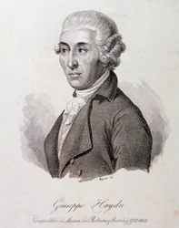 Itävaltalaisen säveltäjän Joseph Haydnin (1732-1809) muotokuva Kaiverrus. 1800-luvun yksityinen kokoelma