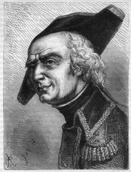 Kenraali Luc Simeon Auguste Dagobertin (1736-1794) muotokuva. Kaiverrus vuodelta 1866 Adolphe Thiersin teokseen "Histoire de la Revolution francaise". Yksityinen kokoelma.
