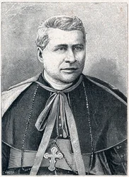 Italian kardinaalin Giovanni Simeonin (1816-1892) muotokuva. Louis-Eugene (Louis Eugene) Louvetin kaiverrus "Katoliset lähetystyöt XIX-luvulla". yksityinen kokoelma.
