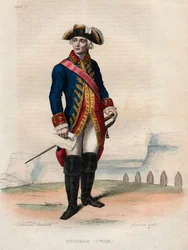 Jacques Antoine Hippolyten (Jacques-Antoine-Hippolyte), Guibertin kreivin (1743-1790), ranskalaisen kenraalin ja sotilaskirjailijan muotokuva - Kuvitus Edmond Mennechetin teoksesta "Le Plutarque Français"