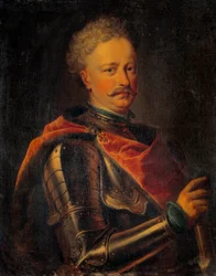 Puolan kuninkaan Johannes III Sobieskin (1629-1696) muotokuva Anonyymi maalaus. 1700-luvun aurinko. 0,81x0,64 m