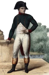 Napoleon Bonaparten (1768-1821) muotokuva ensimmäisenä konsulina. kuvitus Edmond Mennechetin "" Ranskan Plutarchista" -kirjasta