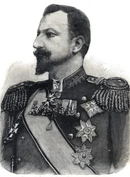 Bulgarian prinssi Ferdinand I:n (1861-1948) muotokuva. Kaiverrus "" Le Peute Parisien""