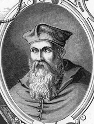 Muotokuva Sebastiano Luciani dit Sebastiano del Piombosta (1485-1547), italialainen taidemaalari. Armandaudin kaiverrus vuodelta 1859 "Euroopan gallerioissa - Italia". Yksityinen kokoelma.