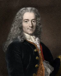 Muotokuva ranskalaisesta kirjailijasta ja filosofista Francois-Marie Arouet dit Voltairesta (1694-1778)
