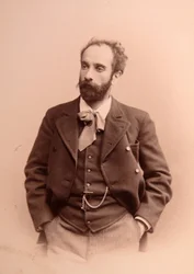 Taiteilija Isaac Ilitch (Isaak Ilyich) Levitan (1861-1900) muotokuva. Albumin valokuva