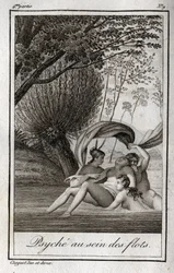 Psyyke aaltojen sisällä. Kaiverrus vuodelta 1819 Charles Albert Demoustier