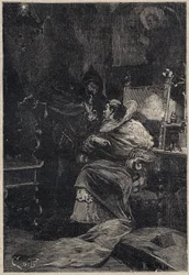 Rodrigo Borgia ja Ascanio Maria Sforza Visconti (1455-1505) - kaiverrus Oscar Pion teoksesta "Lucrezia Borgia" - 1883