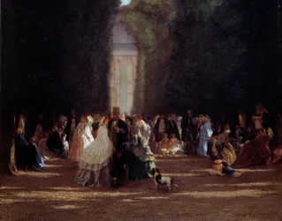 Lehtien kuja toisen imperiumin alaisuudessa oleville tuileriesille. Anonyymi maalaus