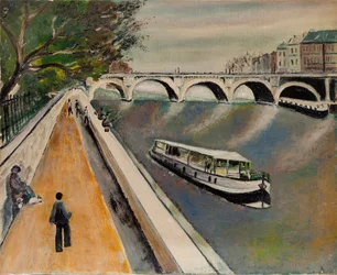 Uusi silta Pariisissa vuonna 1950 - anonyymi maalaus