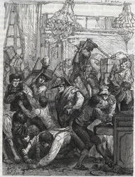 Huonekalusuojan varkaus (nykyinen Hotel de la Marine, Place de la Concorde) - Paul Mietten tilaaman bändin varkaus viikolla 11.-17.9.1792 Diamondsin osasta Hotel du Garde-Meublessa. de la Couronne, Pariisi, jossa t