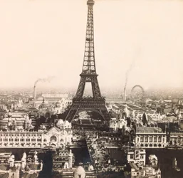 Vuoden 1900 maailmannäyttely - Universelle de 1900 -näyttely Pariisissa: Panoraamanäkymä Champs de Marsille - yksityinen kokoelma