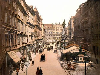 Wienissä vuonna 1901. Der Graben. Photochrome