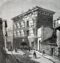 Näkymä entisestä La Forcen vankilasta, rue du roi de Sicilysta Pariisissa 1800-luvulla, Kaiverrus, Yksityinen kokoelma
