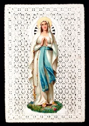 Neitsyt Marian hurskas kuva. Decoupage kromolitografia.