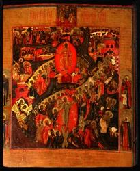 Laskeutuminen helvettiin, valittujen pyhien kanssa, 1600-luvun loppu.