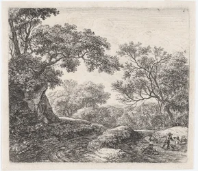 Kolme poikaa ja heidän koiransa Kuja metsässä, 1600-luku.