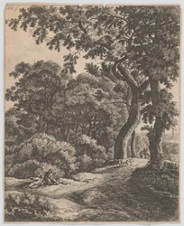 Kaksi matkustajaa lepäämässä metsässä, 1600-luku.