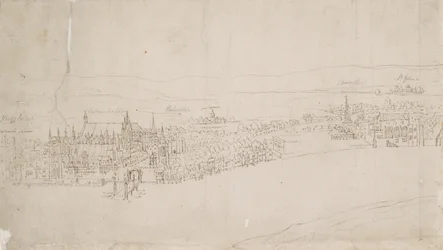 Lontoon panoraama Southwarkista nähtynä: Westminster, 1554