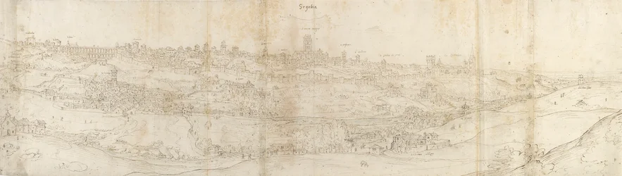 Panoraamanäkymä Segoviaan idästä, n. 1550-1560
