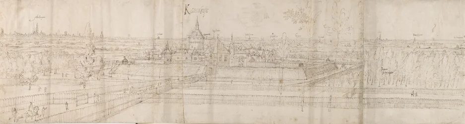 Näkymä Cantecroyn palatsista Antwerpenin lähellä ja ympäröivälle maaseudulle, 1557-58