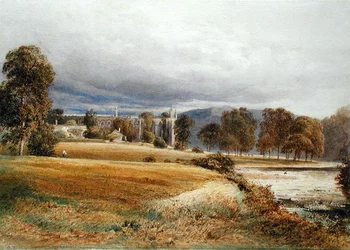 Bolton Abbey River Wharfesta, South View, n. 1825 (akvarelli paperille)
