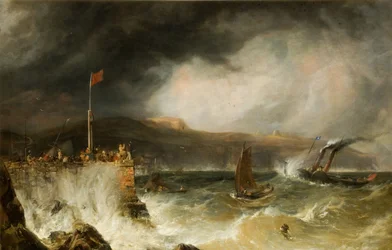 Pakettivene saapumassa satamaan, 1855.
