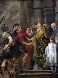 Pyhä Ambrose estää Theodosiuksen Milanon katedraalista