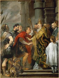 Pyhä Ambrosius ja keisari Theodosius (maalaus kankaalle)