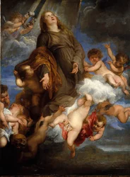 Pyhä Rosalie rukoilee Palermon ruttopotilaiden puolesta, 1624.