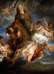 Pyhä Rosalie rukoilee Palermon ruton kärsimän puolesta, 1624.
